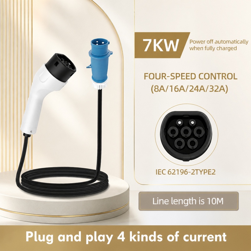 Portable Ev Charger 32A Type 2 Cee Plug - ROMADA 7KW 32A Draagbare Oplader voor