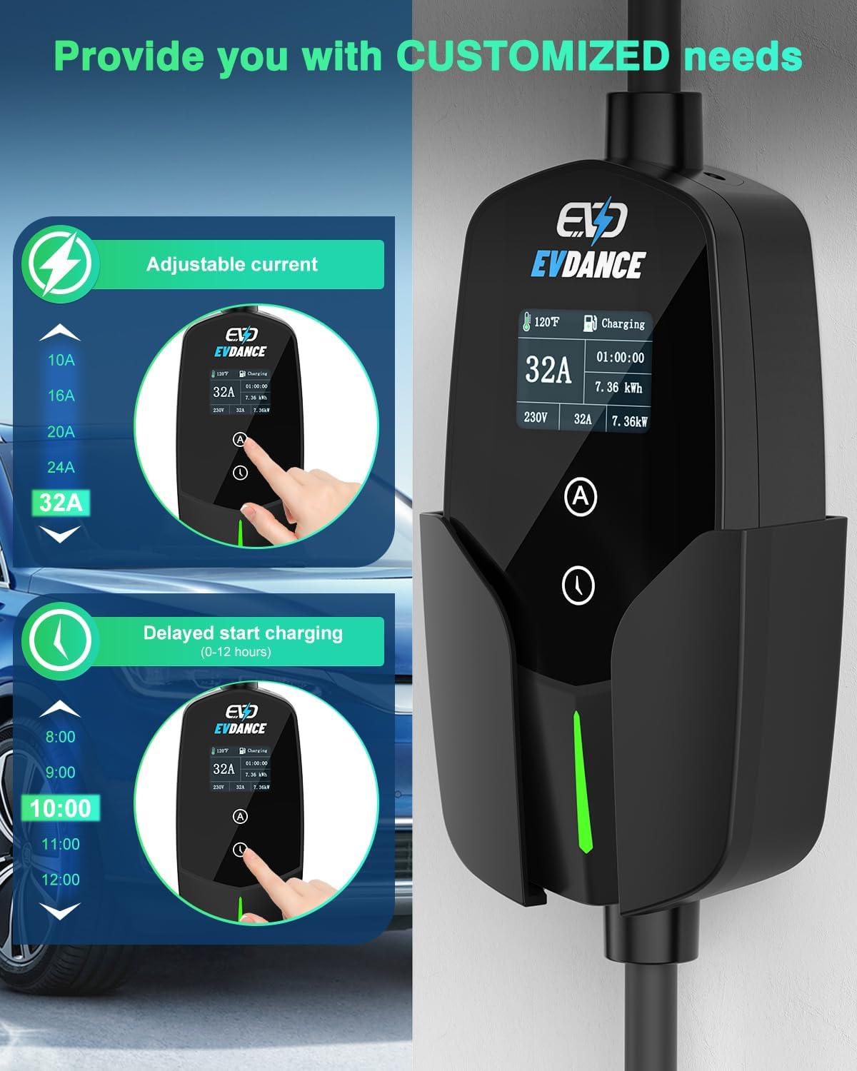 Evdance 32a Type 2 Ev Oplader  - Portable Ev Charger 32A Type 2 Cee Plug recensie en prijs