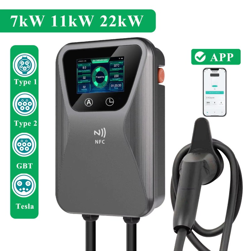 EV-lader Smart Wallbox 7kW 11k - 22Kw Wallbox Type 2 Ocpp Rfid recensie en prijs